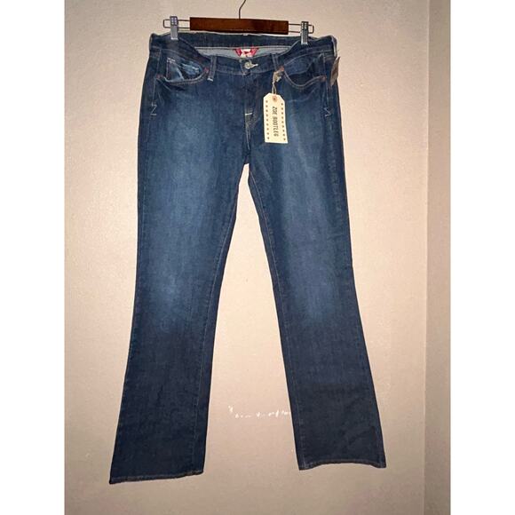 Lucky Brand Zoe Emo Artsy Y2K Bootleg Blue Low Rise Slim Fit Jeans Long - Picture 1 of 13